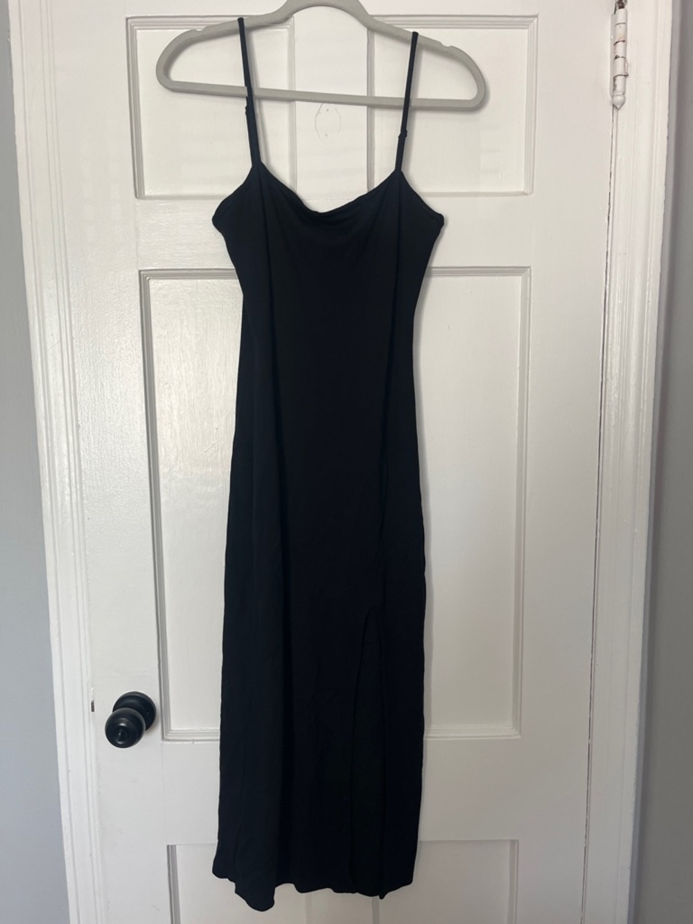 Lovers + friends Skylar black square neck midi dress side slit size medium - Picture 3 of 8